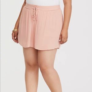 Torrid Peach Lace Up Crepe Shorts